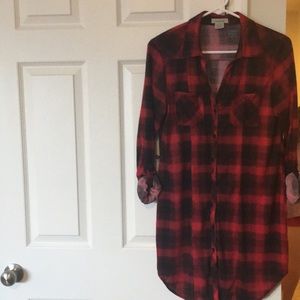 Red and Black button down shirt